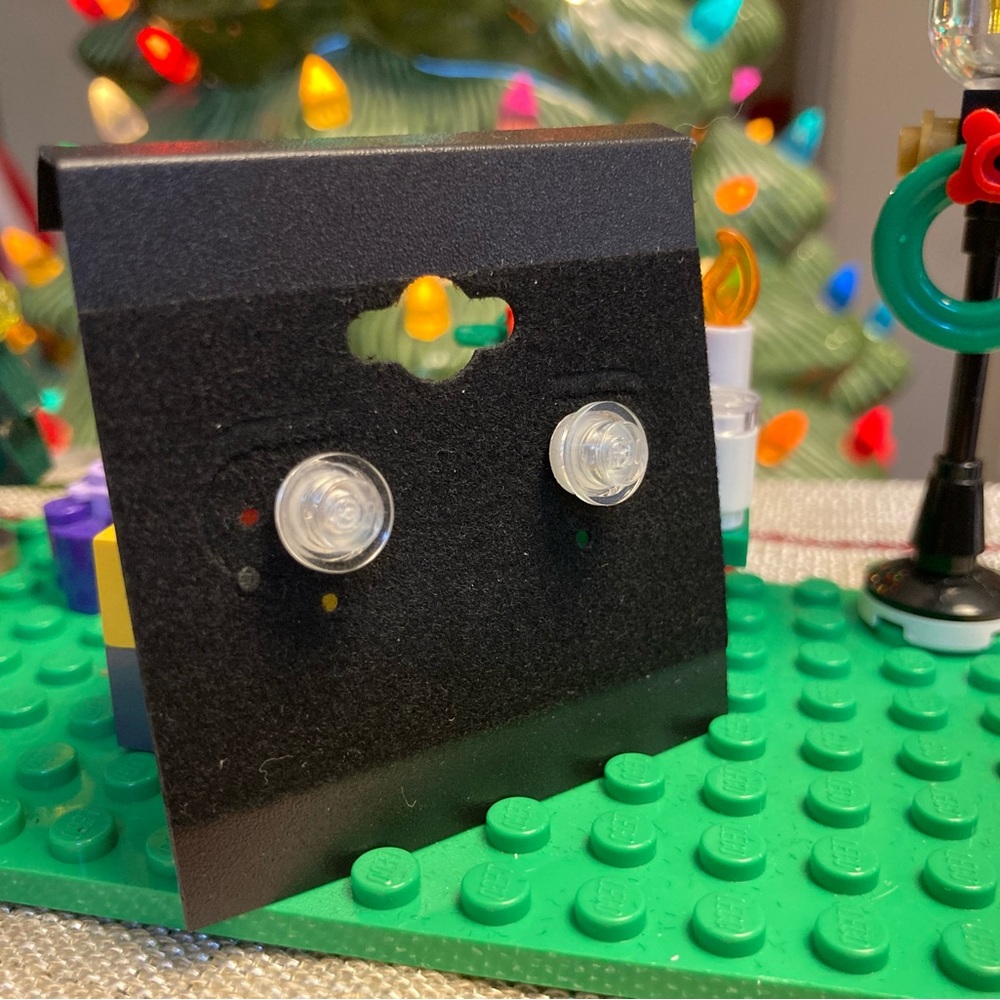 Translucent Clear Lego Stud Earrings